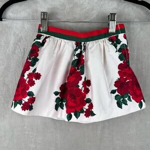Janie And Jack Skirt Girls 6-12 Months White Red Floral Rose Adjustable Waist